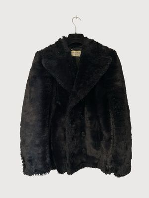 Saint Laurent Paris FW19 Double-Breasted Fur Coat