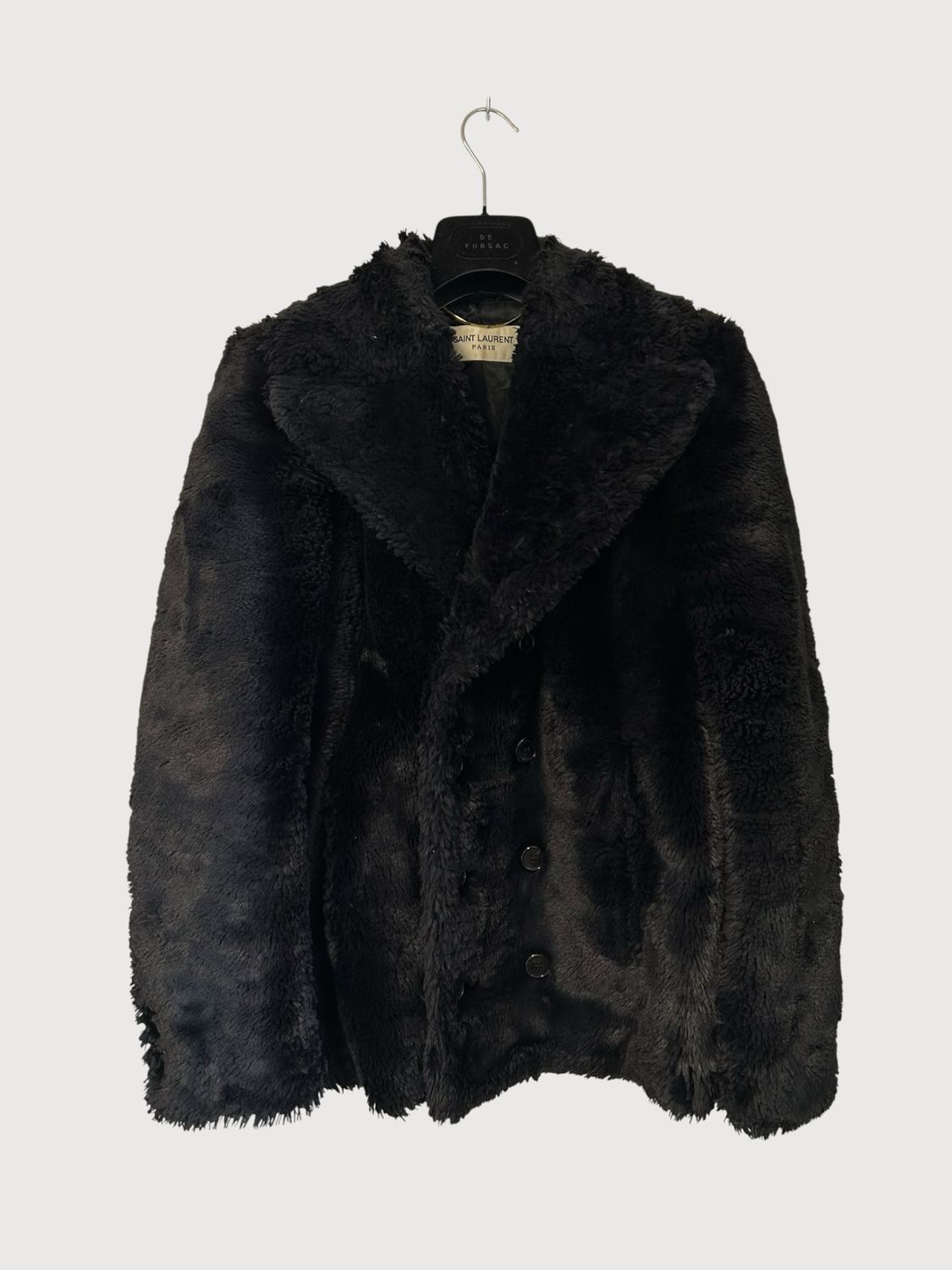 Saint Laurent Paris FW19 Double-Breasted Fur Coat