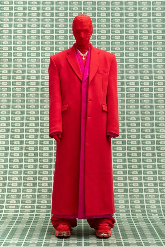 Vetements by Guram Gvasalia FW2022 Power-Shoulder Coat Red