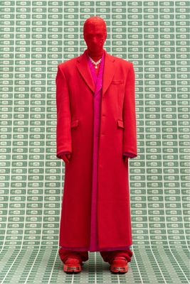 Vetements by Guram Gvasalia FW2022 Power-Shoulder Coat Red