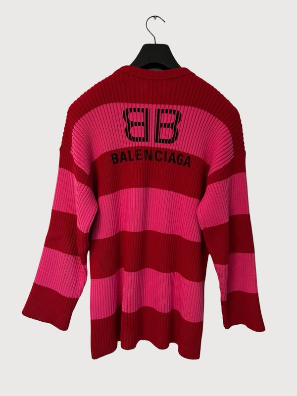 Balenciaga by Demna Gvasalia 2020 Bicolor Stripe Logo Knit