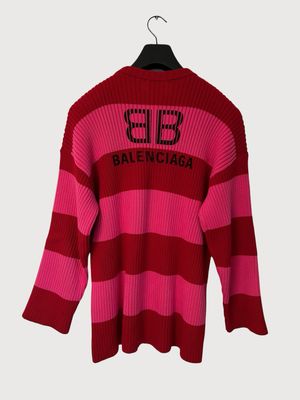Balenciaga by Demna Gvasalia 2020 Bicolor Stripe Logo Knit