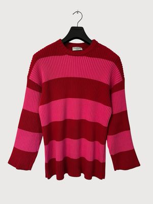 Balenciaga by Demna Gvasalia 2020 Bicolor Stripe Logo Knit