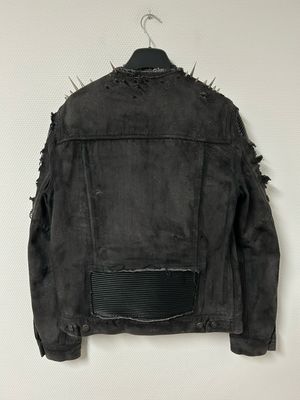 Balmain by Olivier Rousteing Spiked &amp; Star-Studded Denim Biker Jacket