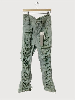 Rick Owens FW2021 Slashed Detroit Aqua Denim