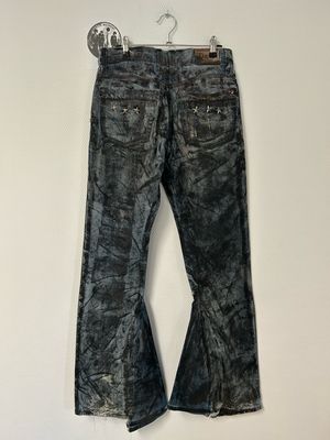 Dolce &amp; Gabbana 2000s Painted Waxed Flared Glitter Spike Denim