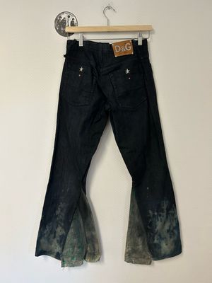 D&amp;G by Dolce &amp; Gabbana 2000s Bleach-Dyed Flared Denim with Metal Star Studs