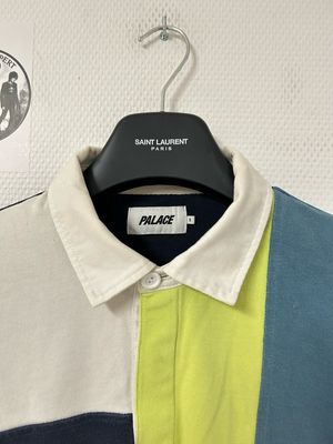 Palace Skateboards by Lev Tanju FW2018 Patchwork Rugby Longsleeve Polo