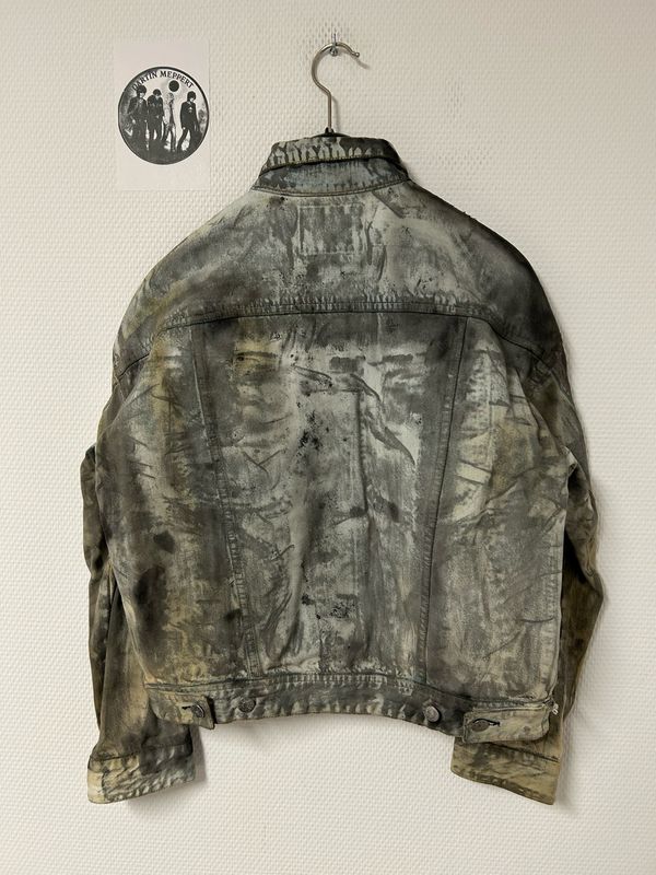 Acne Studios Blå Konst by Jonny Johansson SS2017 Waxed Painted Spike Denim Jacket
