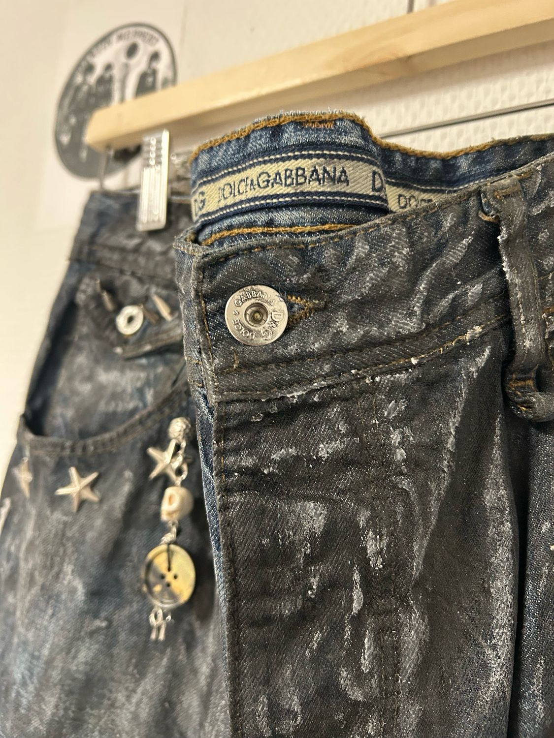 Dolce &amp; Gabbana FW2004 Deconstructed Flared Painted Denim