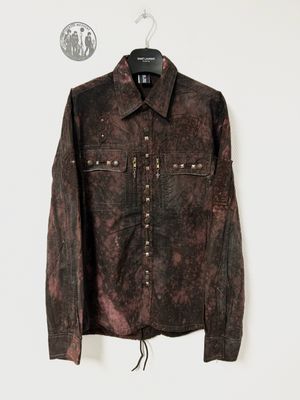 Jean Paul Gaultier FW2003 Aviation Waxed Bleach-Dyed Studded Shirt