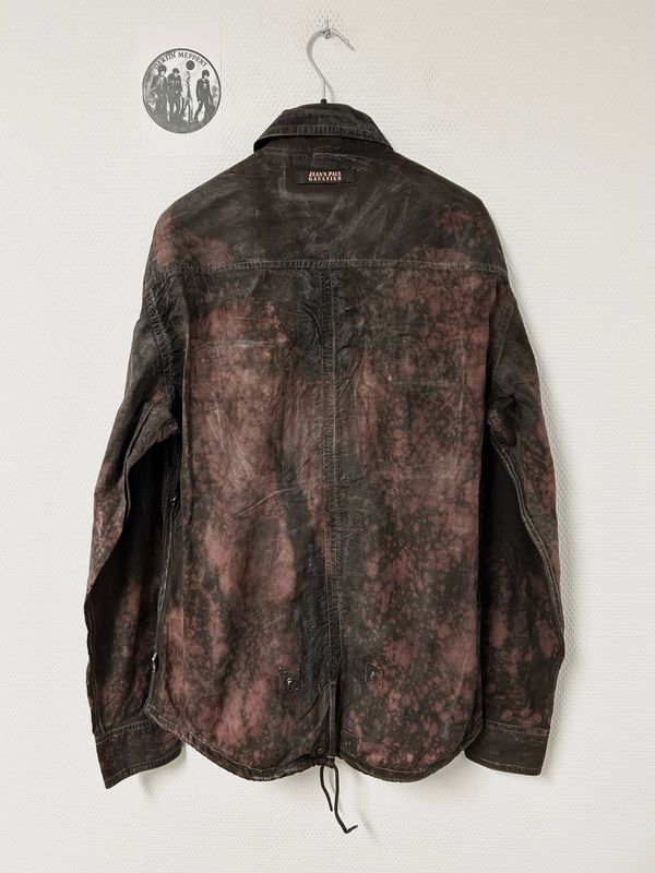 Jean Paul Gaultier FW2003 Aviation Waxed Bleach-Dyed Studded Shirt