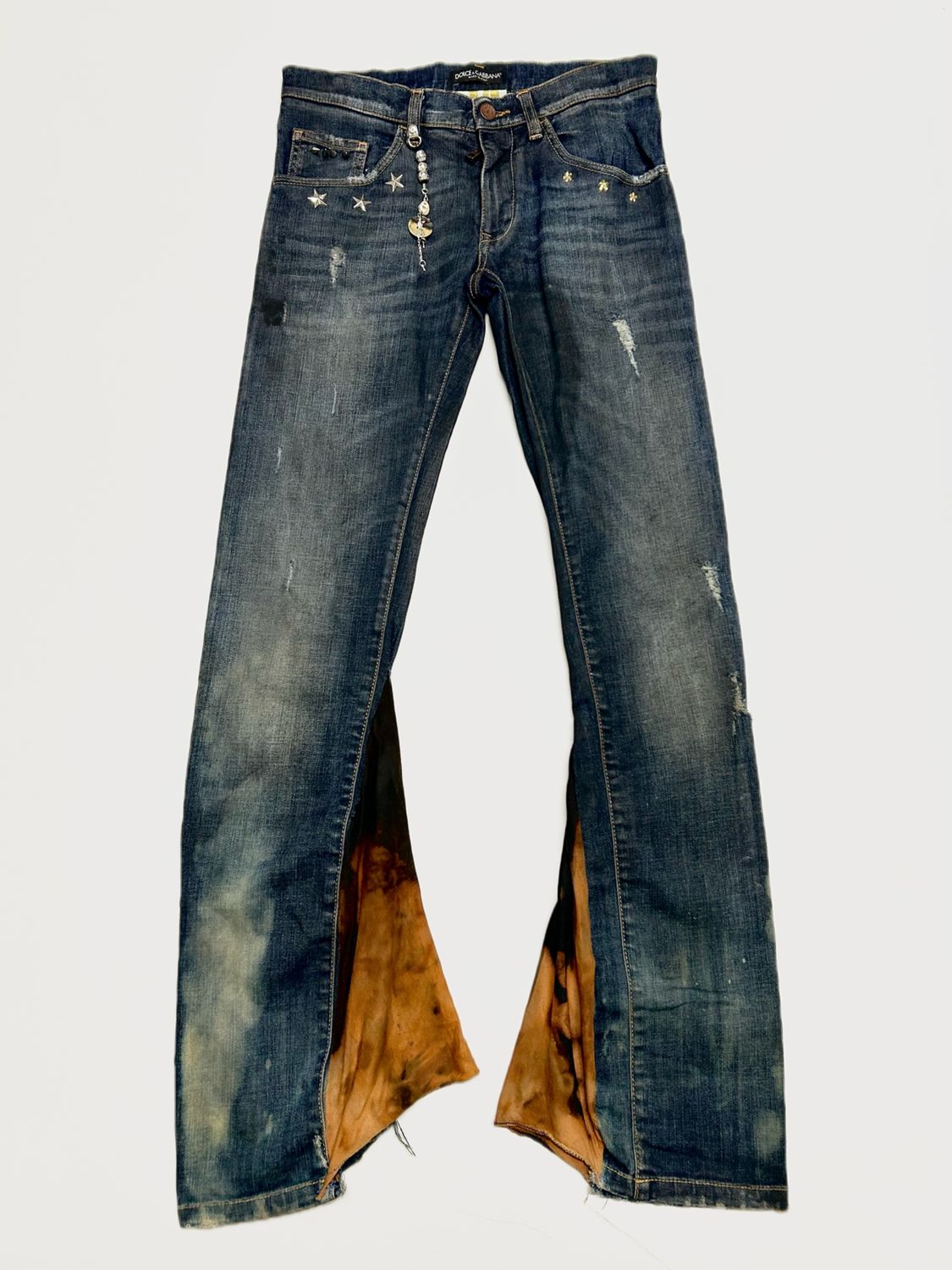 Dolce &amp; Gabbana FW2006 Star-Studded Distressed Flare Jeans