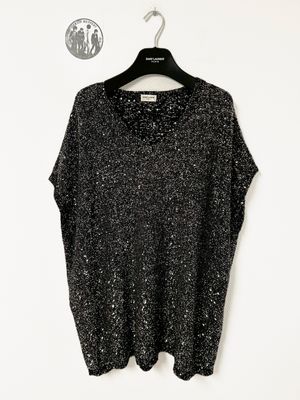 Saint Laurent Paris by Anthony Vaccarello FW2019 Sequin Glitter Knit T-Shirt