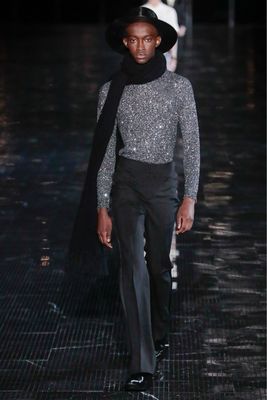 Saint Laurent Paris by Anthony Vaccarello FW2019 Sequin Glitter Knit T-Shirt