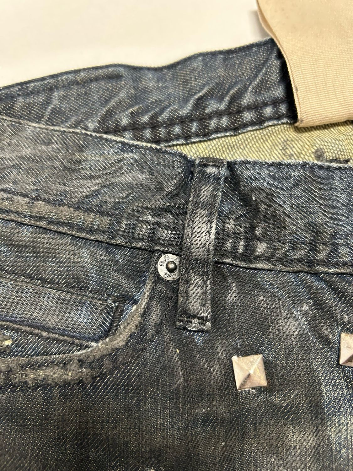 Dolce &amp; Gabbana  2000s Custom Studded Distressed Denim