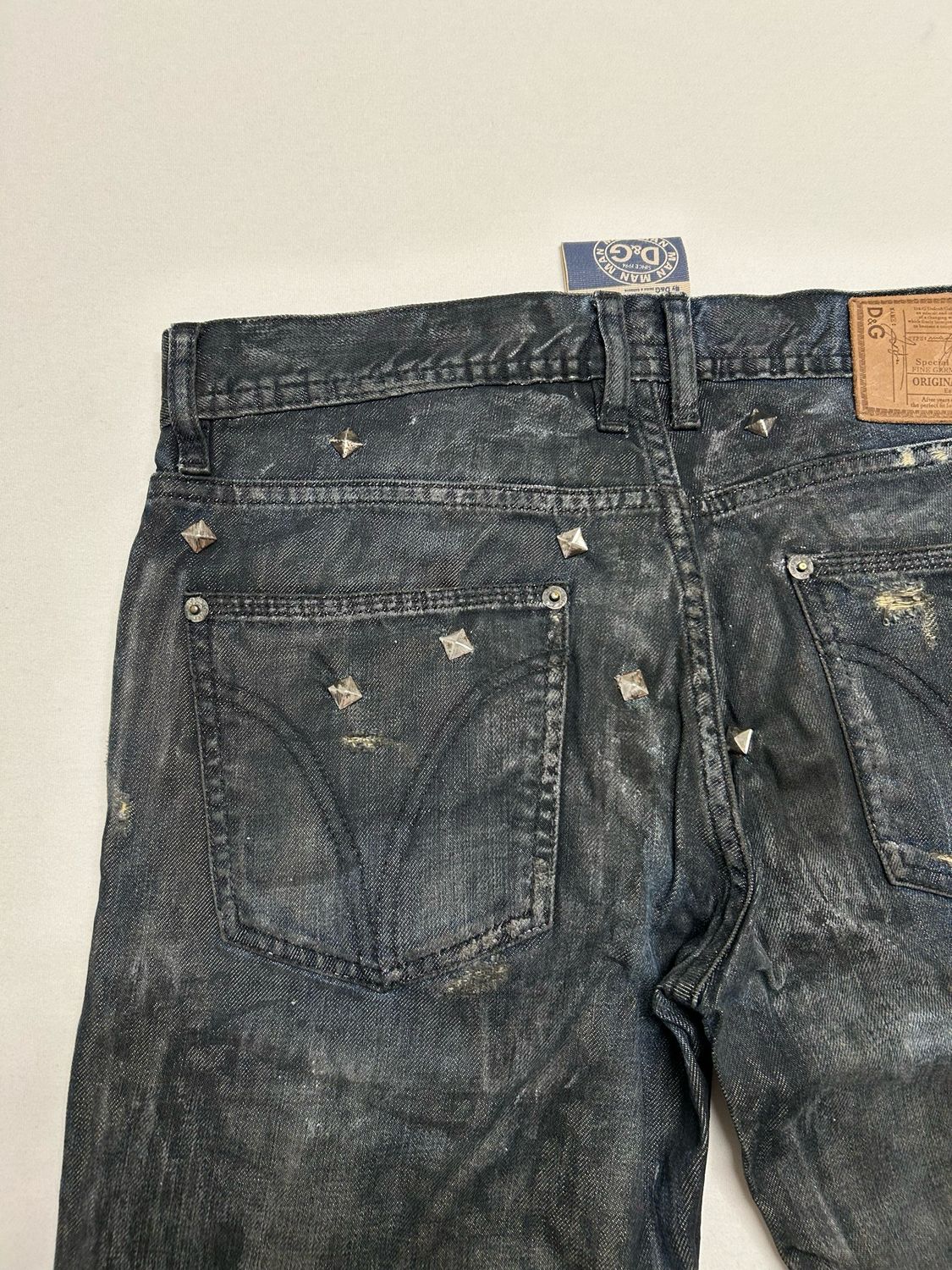 Dolce &amp; Gabbana  2000s Custom Studded Distressed Denim