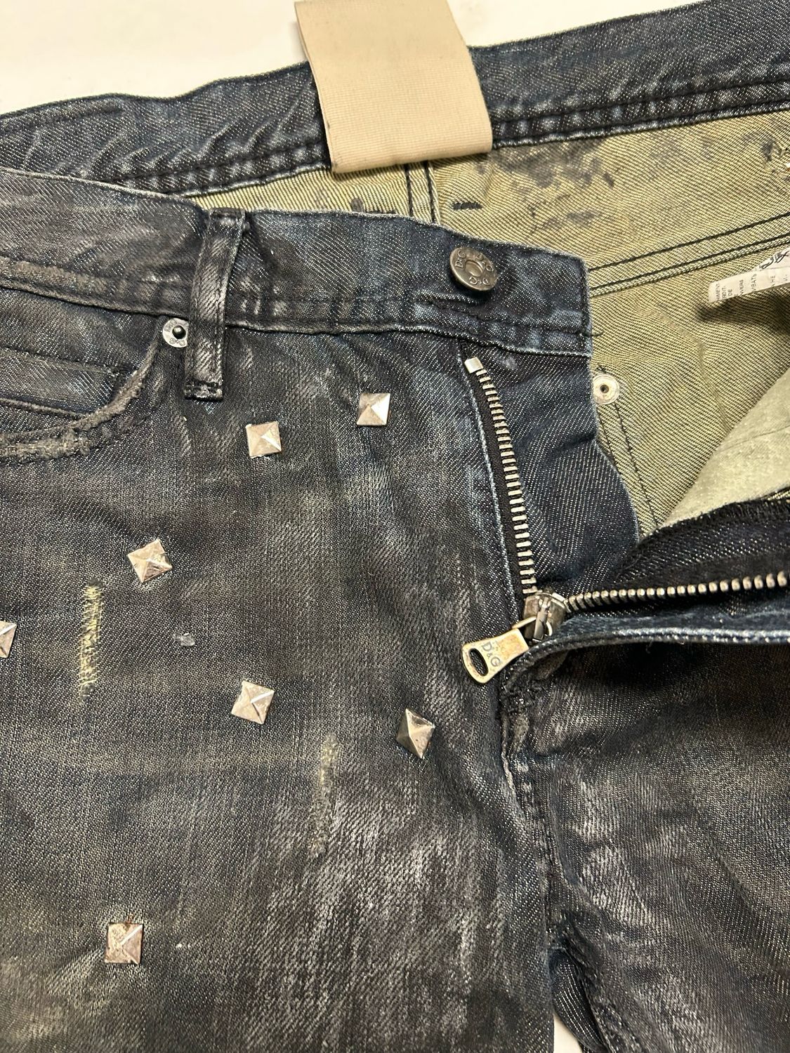 Dolce &amp; Gabbana  2000s Custom Studded Distressed Denim