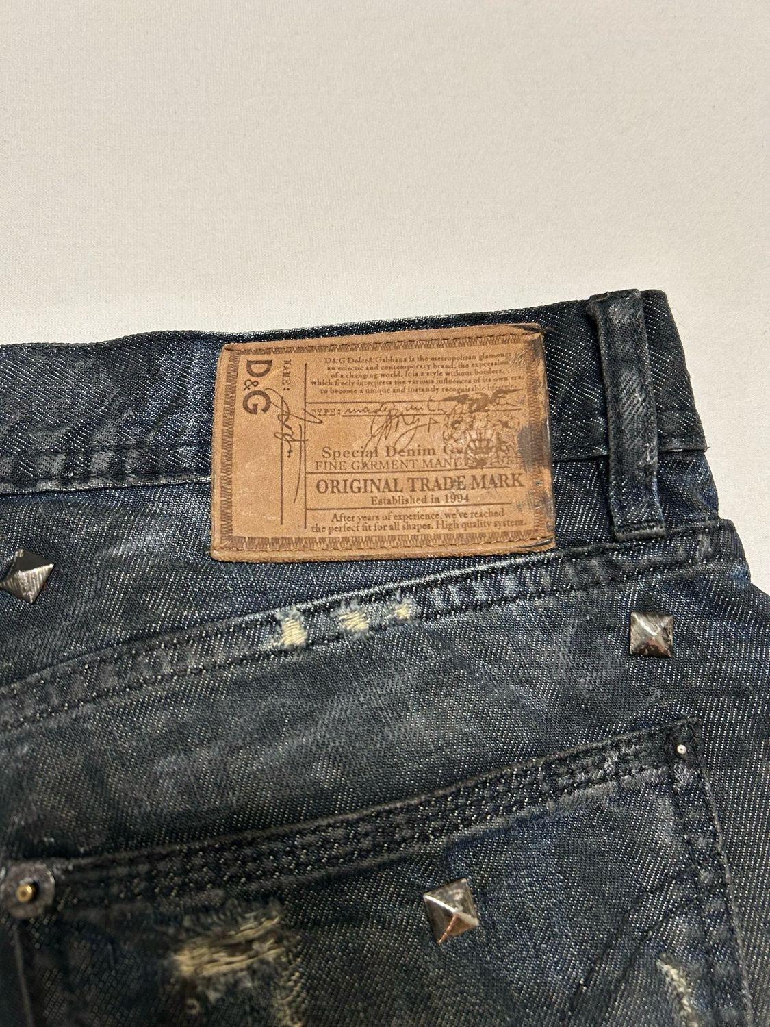 Dolce &amp; Gabbana  2000s Custom Studded Distressed Denim