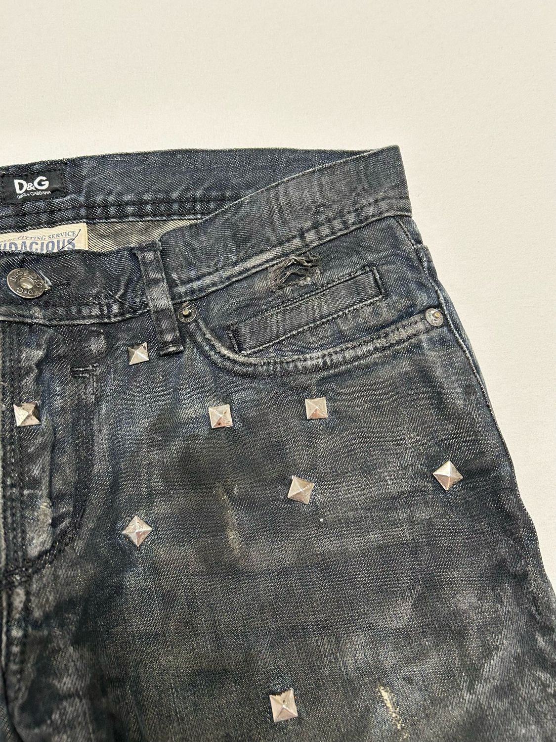 Dolce &amp; Gabbana  2000s Custom Studded Distressed Denim