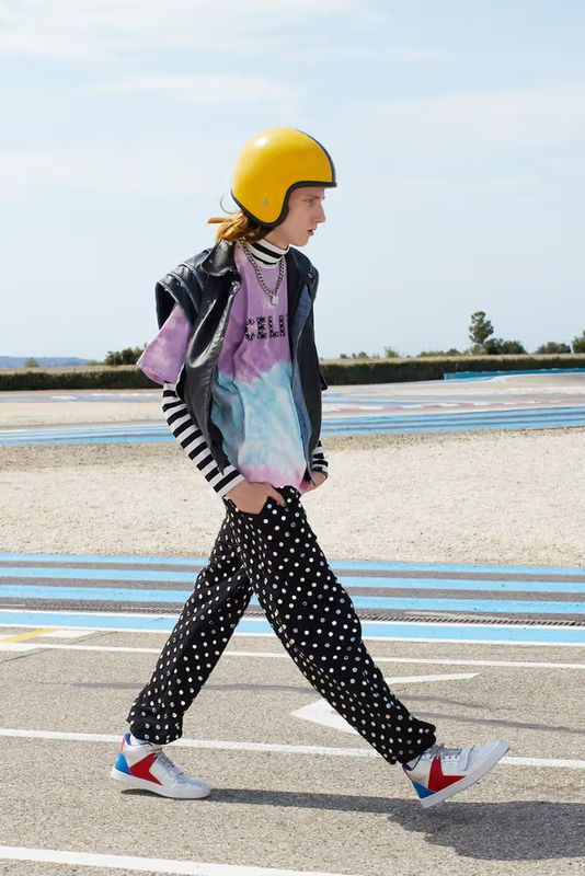 CELINE by Hedi Slimane SS2021 Dancing Kid Tie-Dye Stud Logo T-Shirt