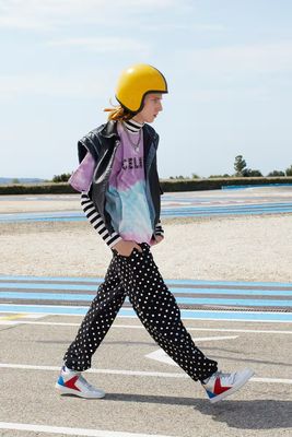 CELINE by Hedi Slimane SS2021 Dancing Kid Tie-Dye Stud Logo T-Shirt