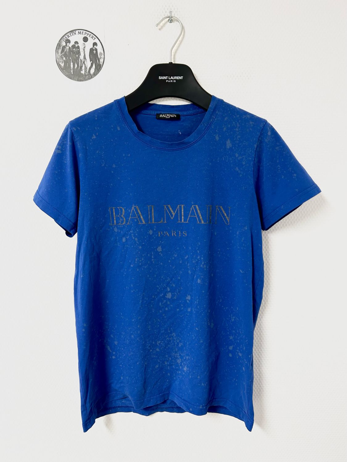 Balmain by Olivier Rousteing 2014 Logo Paint Splatter T-Shirt