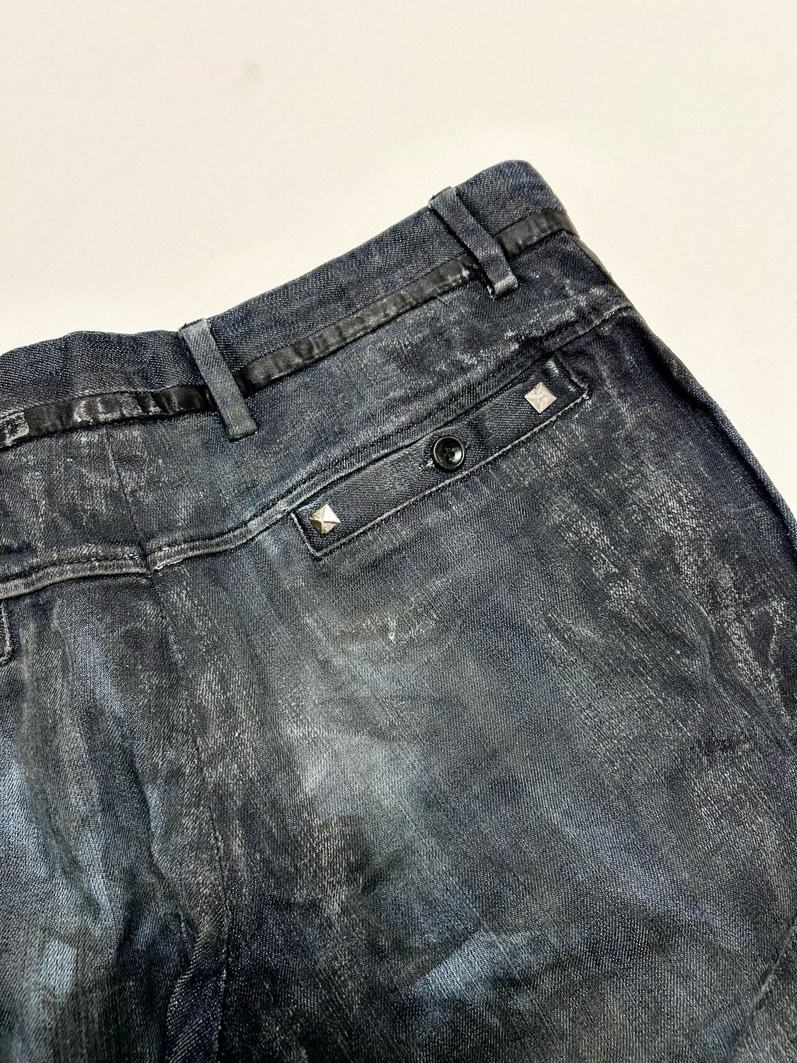 Dolce &amp; Gabbana 2006 Waxed Studded Denim Jeans Reworked