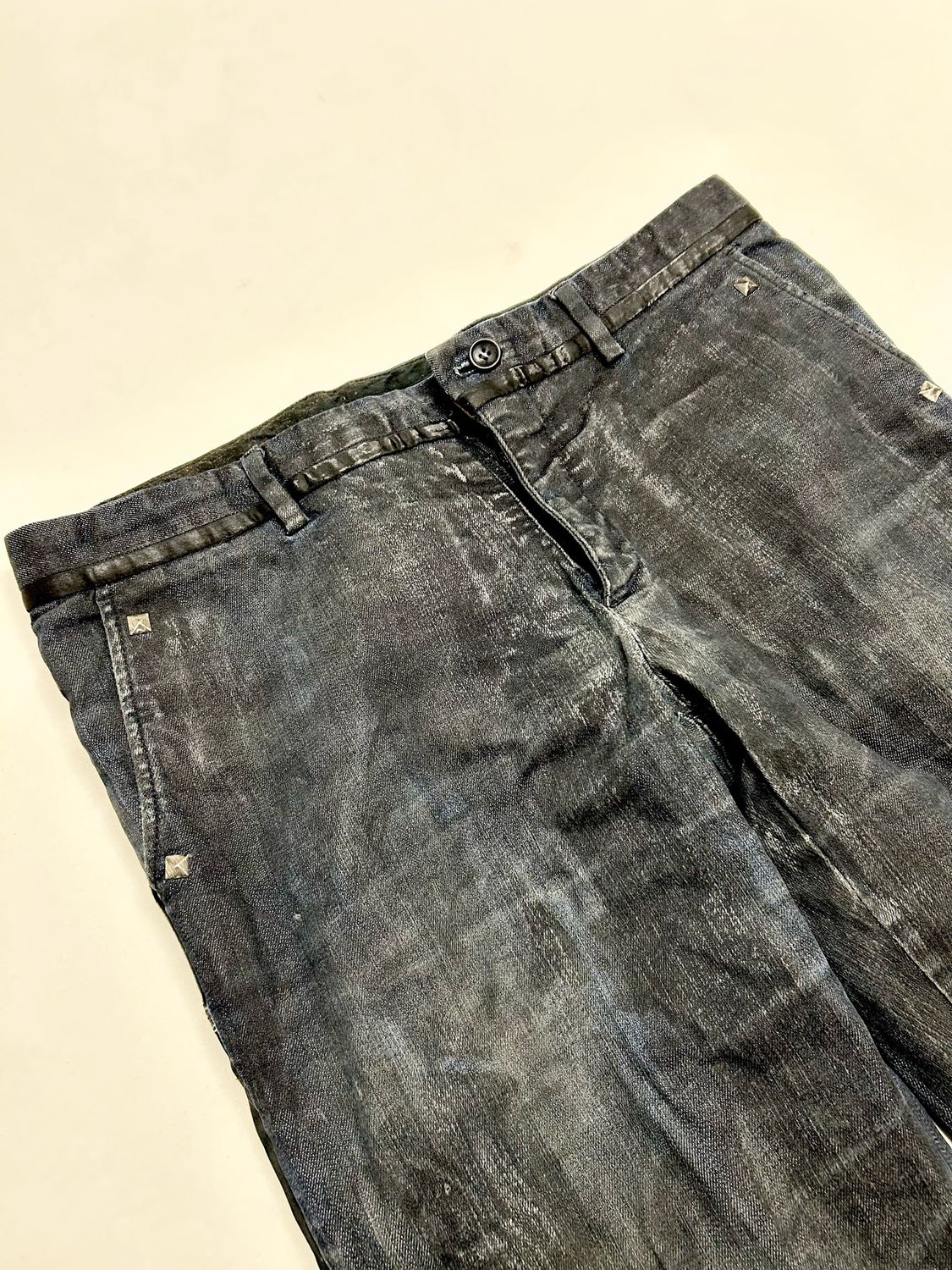 Dolce &amp; Gabbana 2006 Waxed Studded Denim Jeans Reworked