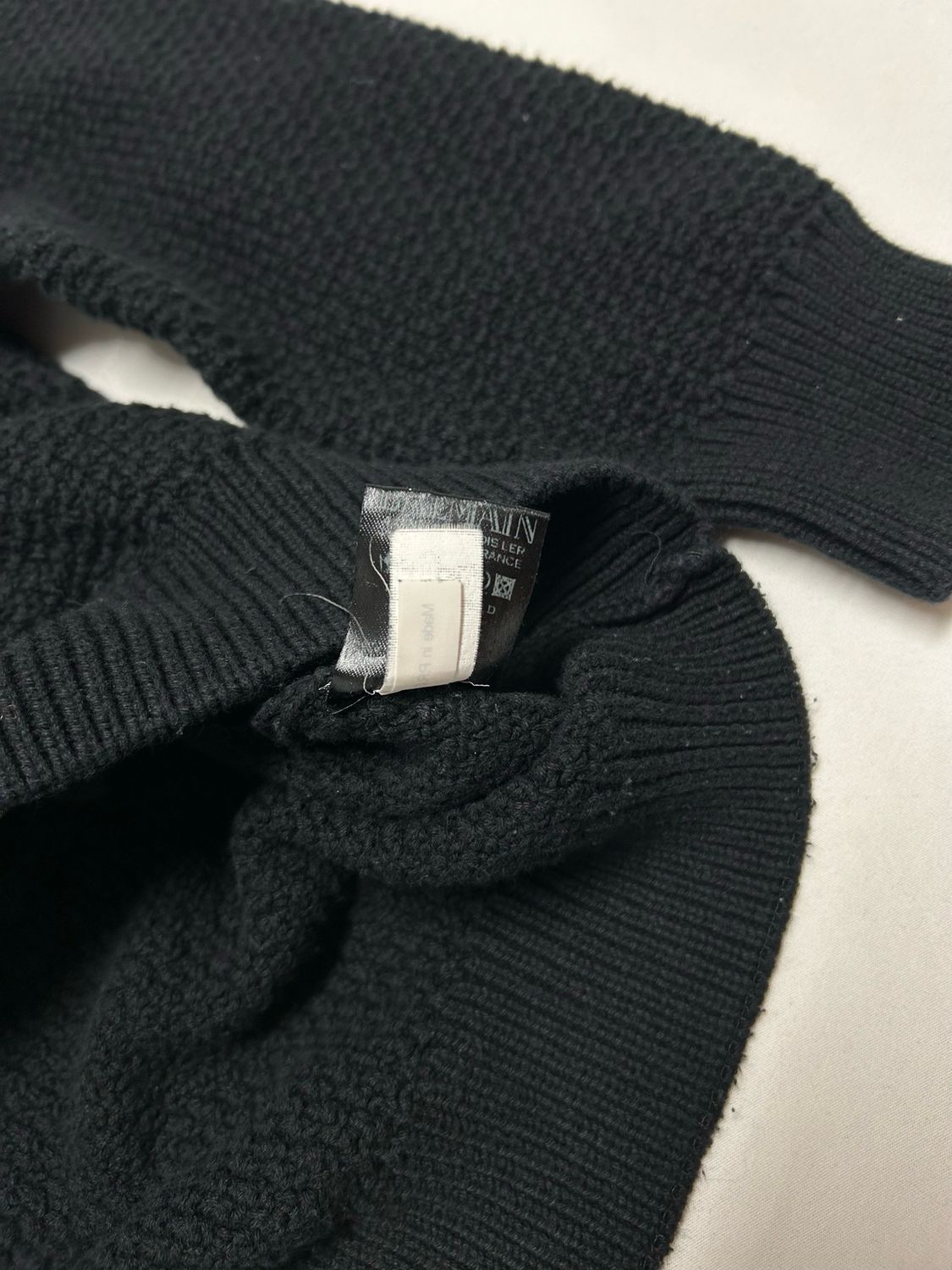 Balmain by Olivier Rousteing 2014 Crest Patch Rib Knit Sweater