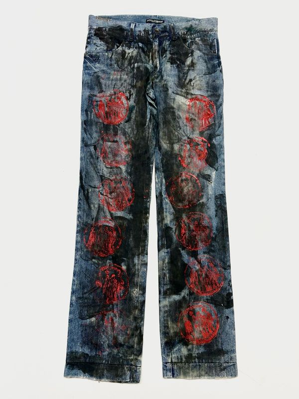 Dolce &amp; Gabbana 2010 Painted Stamp Logo Denim Jeans reworked