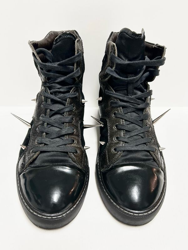 Lanvin 2010 Triple Black Spiked High-Top Sneakers