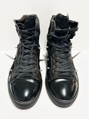 Lanvin 2010 Triple Black Spiked High-Top Sneakers