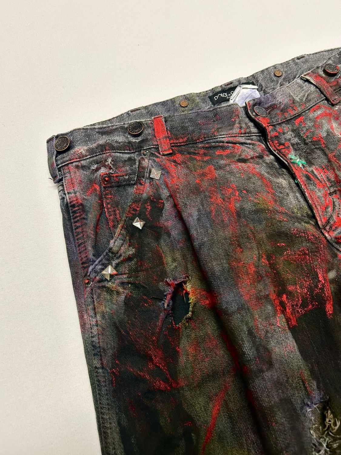 Dolce &amp; Gabbana 2004 Reworked Painted Flare Jeans