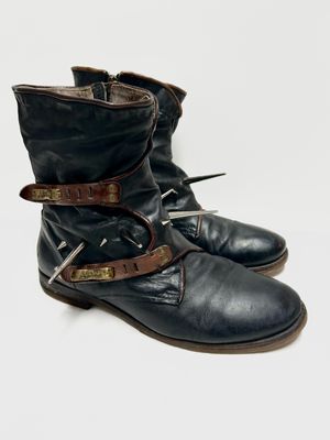 A.S.98 2015 Metal Clasp Side-Zip Spiked Boots
