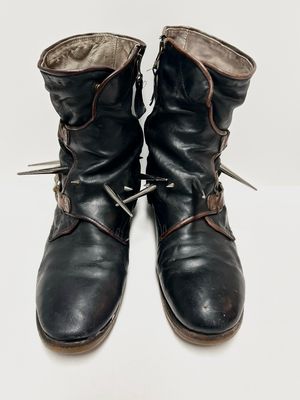 A.S.98 2015 Metal Clasp Side-Zip Spiked Boots