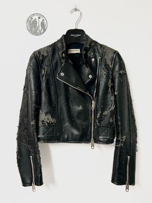 Balenciaga by Demna Gvasalia 2017 1/1 Sample Distressed Leather Biker Jacket