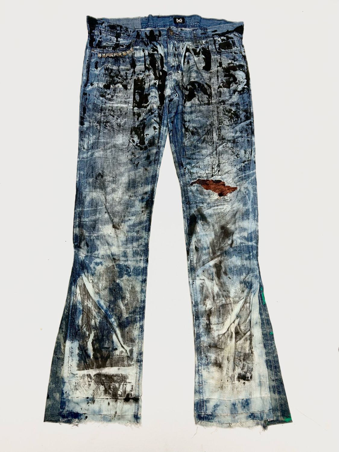 Dolce &amp; Gabbana SS2004 Flared Painted Denim 