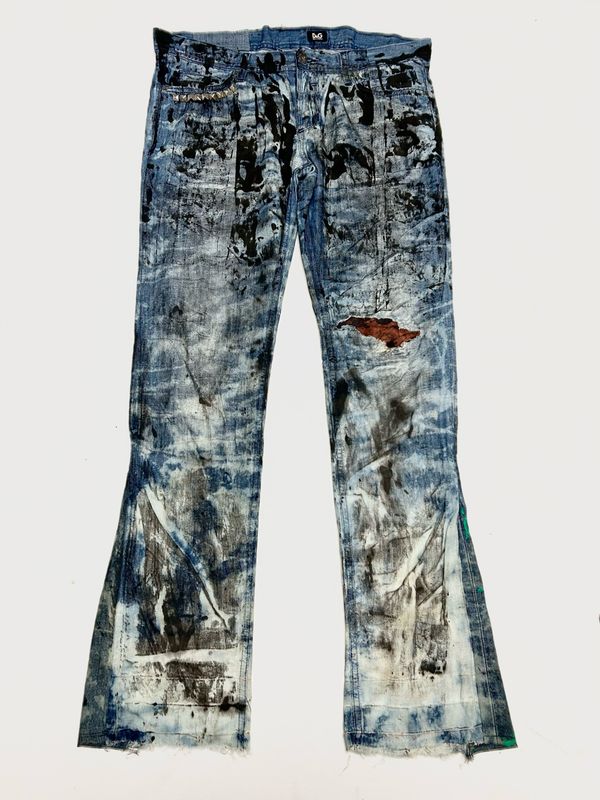 Dolce &amp; Gabbana SS2004 Flared Painted Denim 