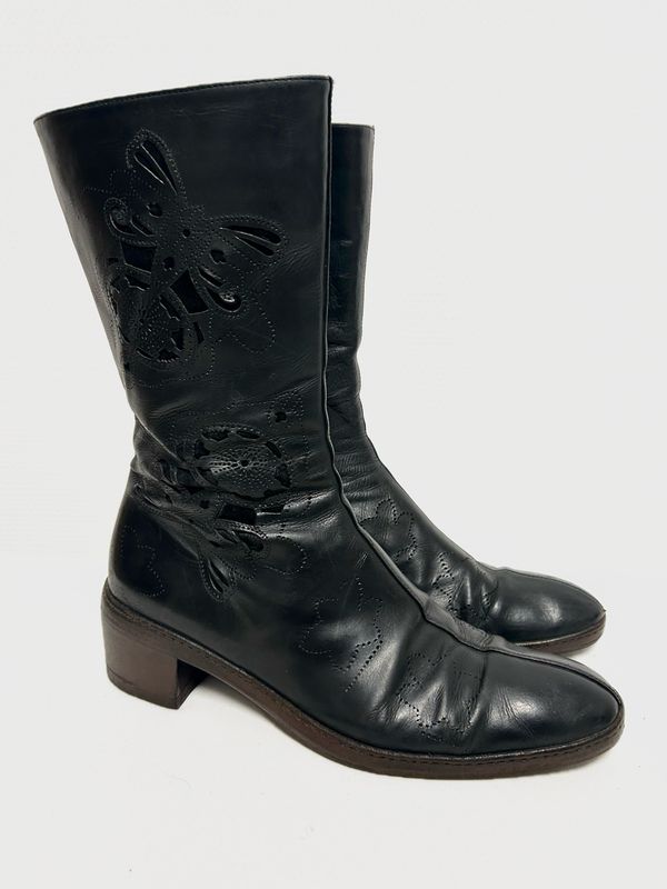 Dries Van Noten 2006 Laser-Cut Leather Boot 