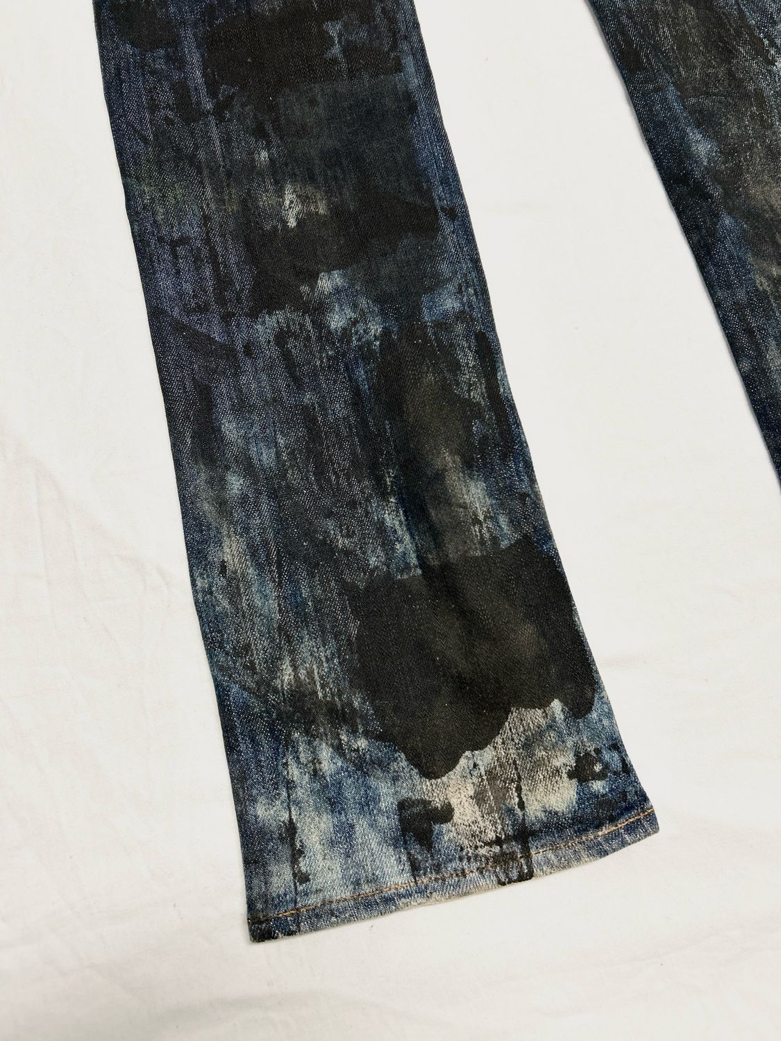 Evisu by Hidehiko Yamane Reworked Painted &amp; Waxed Flared Denim