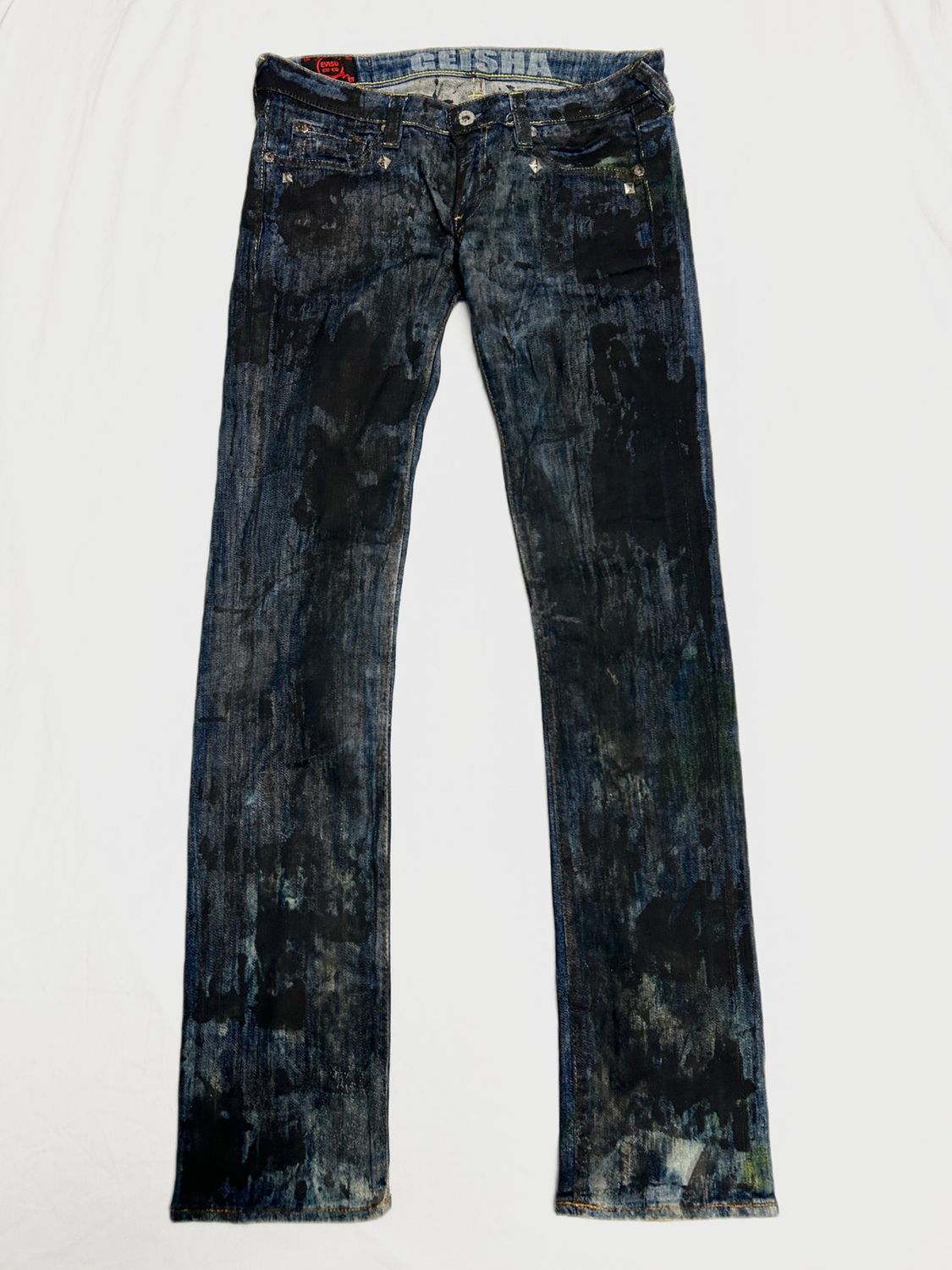 Evisu by Hidehiko Yamane Reworked Painted &amp; Waxed Flared Denim