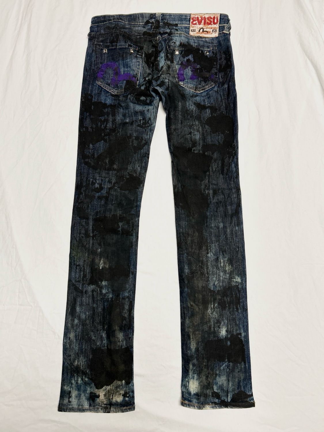 Evisu by Hidehiko Yamane Reworked Painted &amp; Waxed Flared Denim