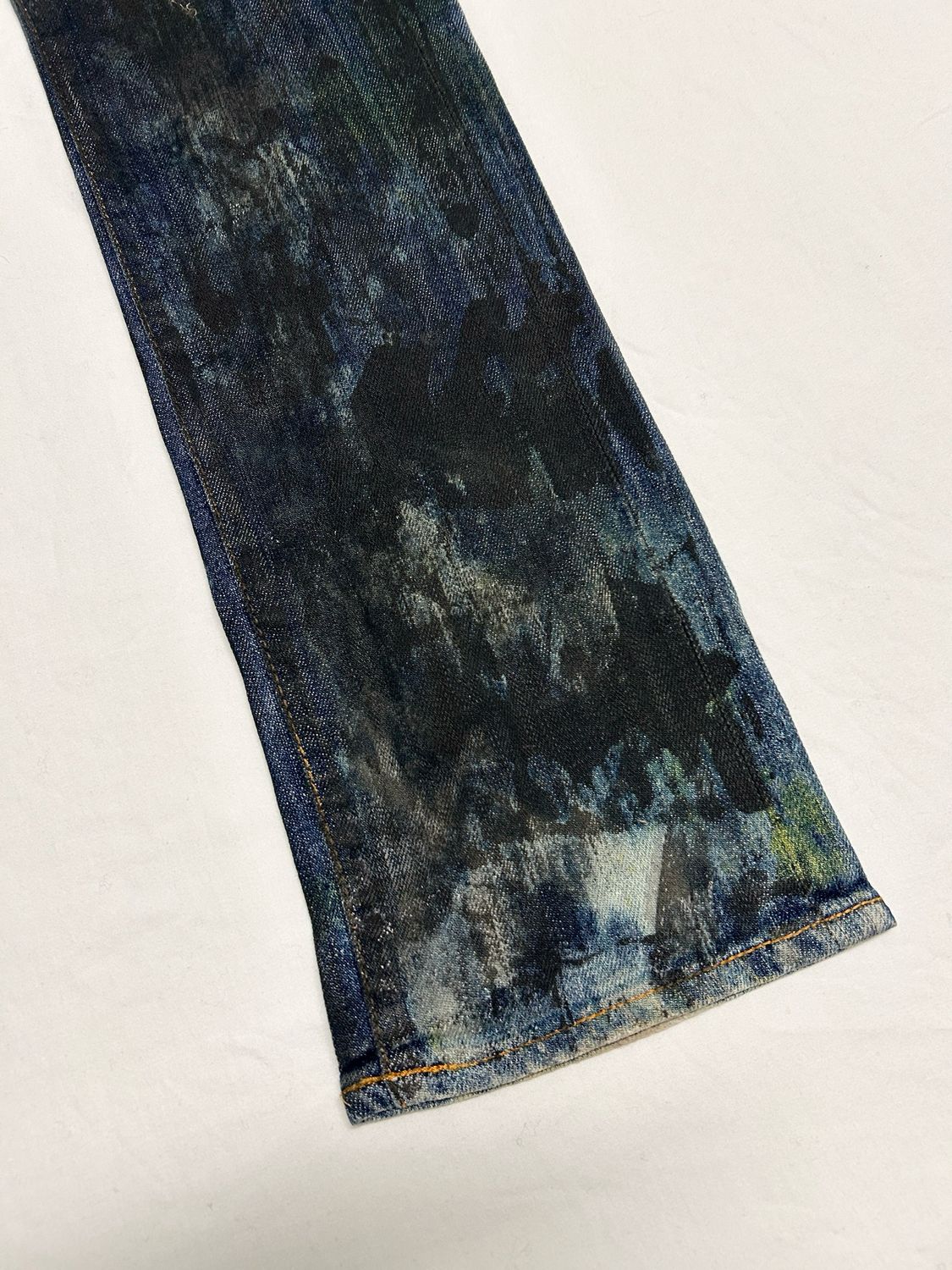 Evisu by Hidehiko Yamane Reworked Painted &amp; Waxed Flared Denim