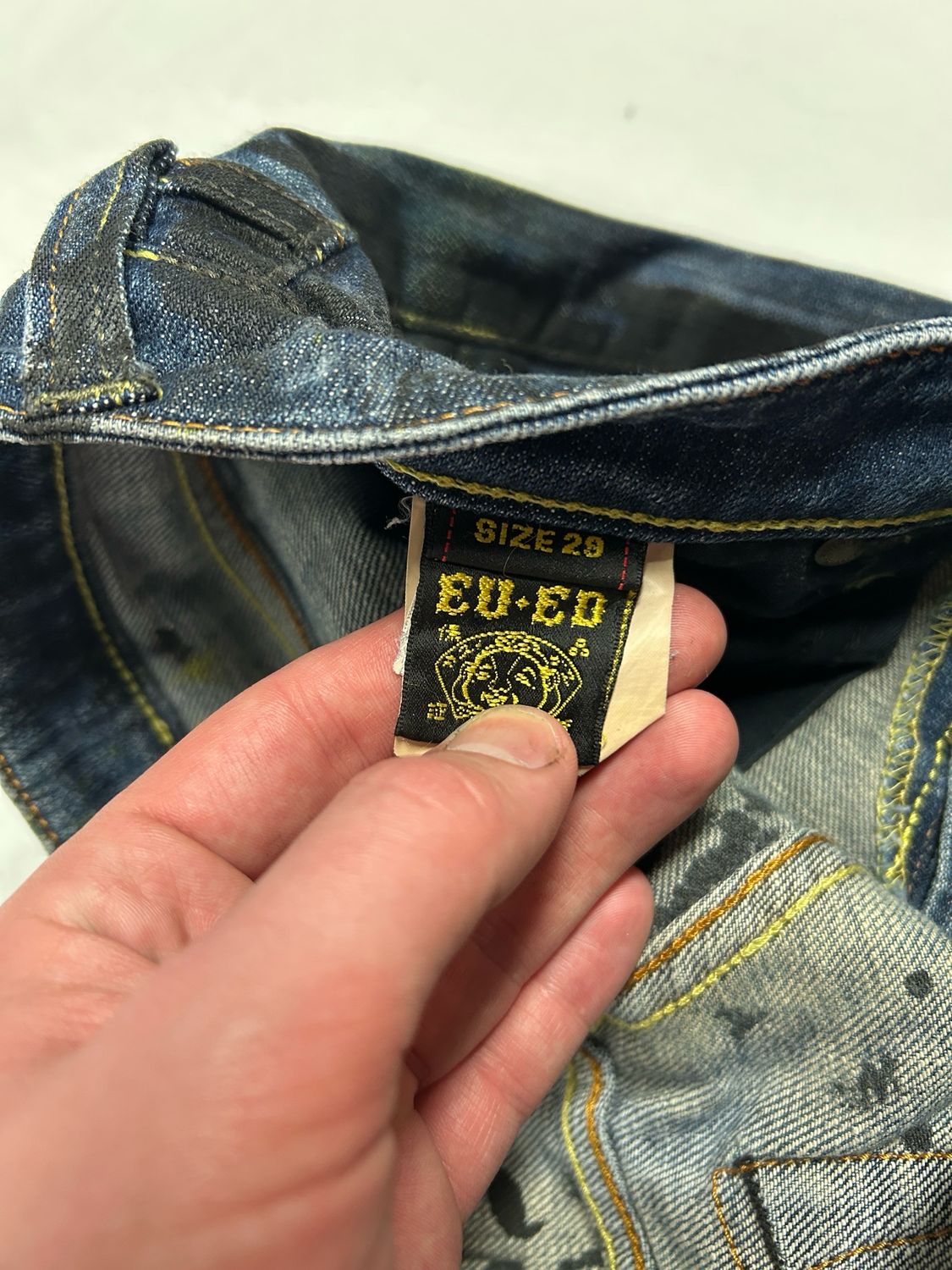 Evisu by Hidehiko Yamane Reworked Painted &amp; Waxed Flared Denim