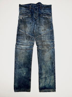Balmain by Christophe Decarnin FW2011 Quilted Moto Biker Jeans