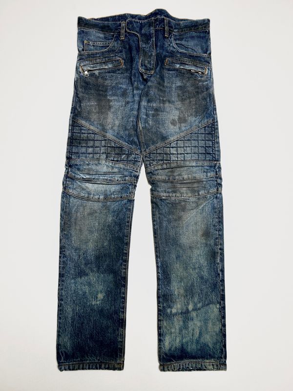 Balmain by Christophe Decarnin FW2011 Quilted Moto Biker Jeans Balmain by Christophe Decarnin FW2011 Quilted Moto Biker Jeans