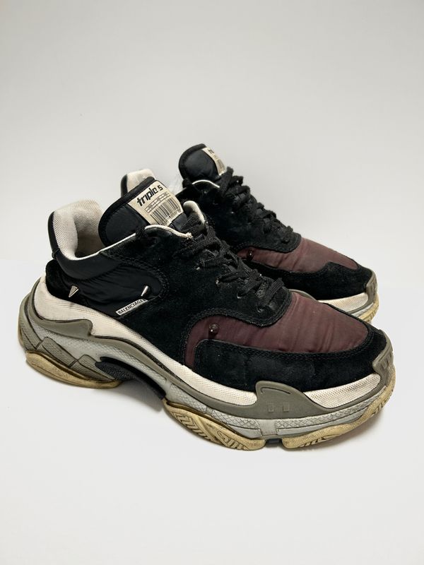 Balenciaga by Demna Gvasalia 2017 Burgundy Spiked Triple S Sneaker