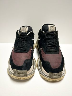 Balenciaga by Demna Gvasalia 2017 Burgundy Spiked Triple S Sneaker