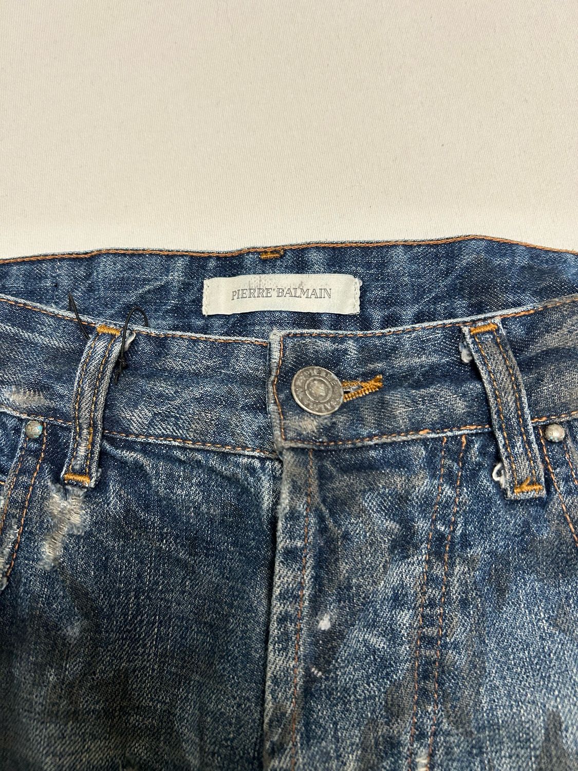 Balmain SS2012 Straight Cut Distressed Denim